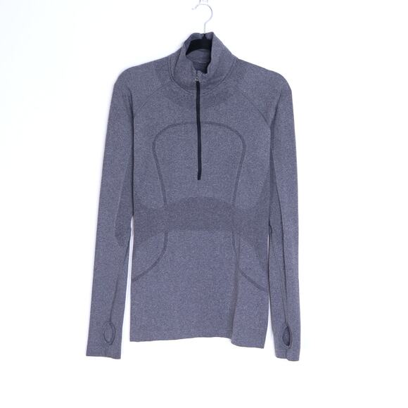LULULEMON Swiftly Tech 1/2 Zip Heathered Black Long Sleeve Active Women's 12 - Picture 1 of 8
